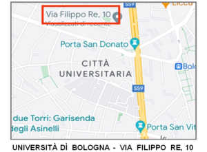 Questa immagine è la mappa di Bologna con la sede dell’Università che fa la ricerca